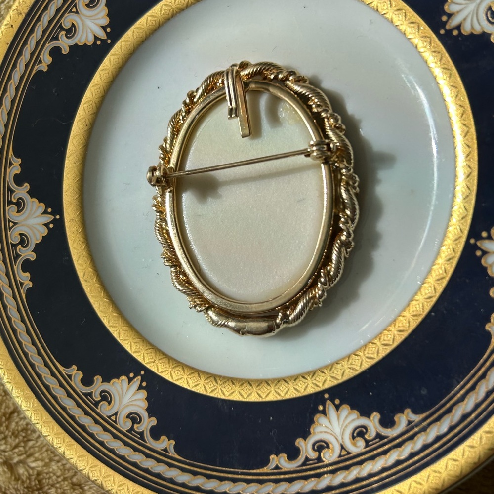 Vintage Hand-Painted Robins Cameo Pendant Brooch - Picture 5 of 7